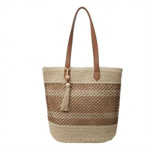 New Fashion Casual Woven Summer Beach Handbag Women Hollow Out Seaside Vacation Straw <b>Tote</b> Bag With Tassels - Product Image 5