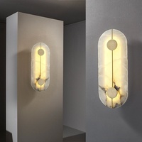 Appliques murales LED en fer et marbre, style nordique, luxe léger, 3000K blanc chaud, montage en saillie pour salon, TV et chambre, design moderne et minimaliste
