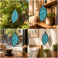 Ensemble de attrape-soleil en vitrail Art Déco multicolore personnalisé, fait main, ornement mural en verre à suspendre pour chambre et décoration intérieure