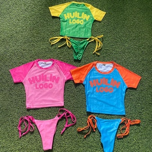 Custom 3 Piece Designer Combinando Maiôs para Casais Homens Praia Shorts Mulheres Thong Bikini Bra Set Trajes De Banho para As Mulheres
