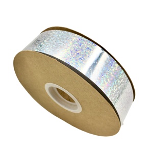 Fábrica al por mayor nuevo rollo de cinta de satén floral holográfico de 30MM para boda decoración de Navidad y regalos Material de polipropileno - Product Image 3