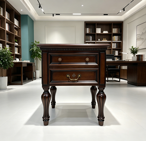 New Arrival Two Drawer Beaded Trim Cabriole Leg Solid Wood Nightstand with Dual Style Brass Pull Knobs - Product Image 6