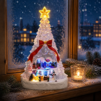 MELODY Scène de Noël personnalisée, arbre de Noël en acrylique rotatif sur table avec musique et 3 piles AA