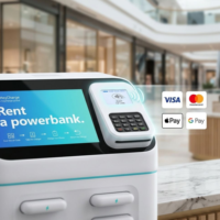 Stasiun Power Bank Bersama 8 Slot, Stasiun Pengisian Daya dengan Iklan, Stasiun Penyewaan Power Bank Komersial dengan Mesin Vending POS