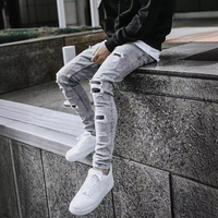 Jeans personnalisés pour hommes : coupe droite, fuselée, déchirés, slim, skinny, style motard