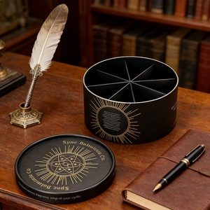 Black <b>Large</b> Round Tube Luxurious Packaging Degradable Materials Eco-friendly Sleeve Tube with Cardboard Dividers Inside - Product Image 1