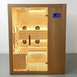 ที่นั่งรูปตัวยูแบบ4-6คนที่ทันสมัยห้องซาวน่าแบบอินฟาเรดในร่มห้องอบไอน้ำแบบเปียกแห้งสำหรับการพักผ่อนพร้อมแผงควบคุม - Product Image 3