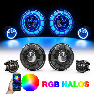 2025 Starry RGB Halo 7 pouces H6024 phares LED phares <span class=keywords><strong>4</strong></span> "antibrouillard lampe à LED pour Jeep Wrangler JK illimité JKU 2007-2018 - Product Image 3