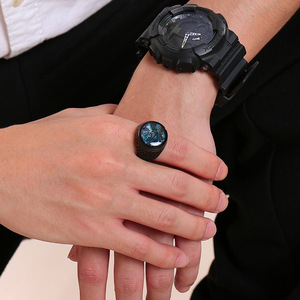 Wholesale New Design Fashion Jewelry <strong>Titanium</strong> Steel Custom Rhinestone <strong>Black</strong> <strong>Rings</strong> for Men - Product Image 4