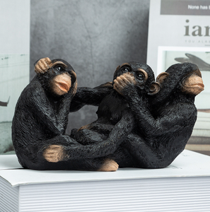 The Hear-No See-No Speak-No Evil decoración de la oficina en casa estatua de tres monos - Product Image 1