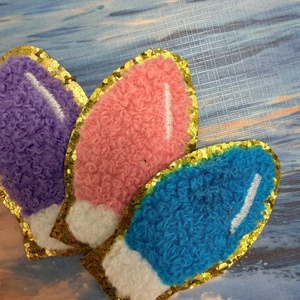 Soft Non-fading custom Colorful <b>light</b> bulbs patch golden edges chenille embroidery patches on DIY bags - Product Image 3