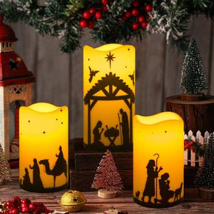 Lot de 5 bougies LED sans flamme en plastique pour crèche, décoration intérieure de Noël - Product Image 2