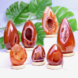 Œufs en Agate Rouge Cornaline Druzy en Gros, Sculptés à la Main, Artisanat Spirituel, Pierre de Guérison, Décoration d'Intérieur - Product Image 3