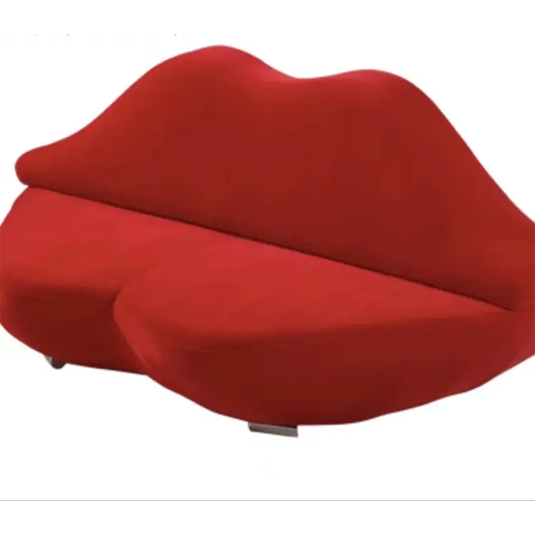 Kisen New Modern Beauty Spa Salon Waiting Room Furniture Pink Red Lip Shape Nail Chair Waiting Sofa Carton Foshan Divano Stool