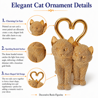 Statue de couple de chats en résine, figurine avec queues en forme de cœur, sculpture de chat romantique, ornement de bureau, cadeau de la Saint-Valentin, décoration artisanale pour la maison