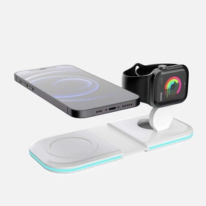 Mỏng Gấp 2 Trong 1 Từ Sạc Không Dây 15W Sạc Di Động Pad Với LED Ánh Sáng Cho Điện Thoại Và Smartwatches - Product Image 5