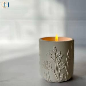 C & H Vente en gros de bougies en céramique gaufrée faite à la main avec fleur de <span class=keywords><strong>soleil</strong></span> Bougies parfumées de longue durée avec logo gravé - Product Image 2