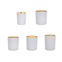 Pot à bougie cylindrique blanc mat de 8 oz avec récipient à bord doré, couvercle en bois personnalisé et emballage en boîte pour la décoration de Noël à la maison