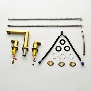Brass Basin Faucet 3 Hole Widespread Deck Mounted Ceramic Valve Core For Bathroom Sink - Product Image 3