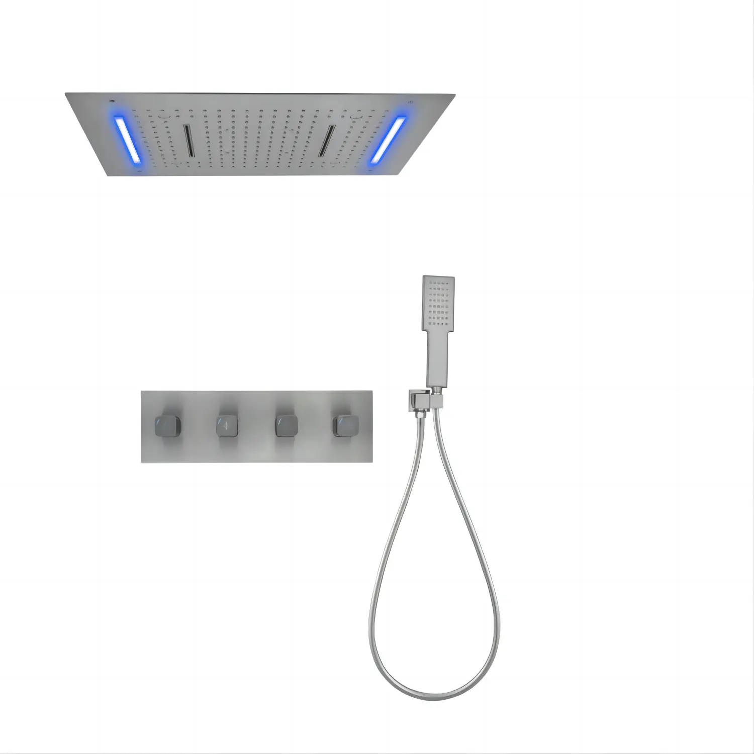 Ensemble de mitigeur de douche système de douche de salle de bain ensemble de douche gris pistolet avec lumières LED