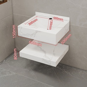 Meuble de salle de bain moderne et simple avec lavabo en céramique intégré, meuble de salle de bain en ardoise supérieur et inférieur - Product Image 6