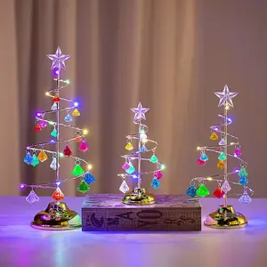 热卖圣诞装饰品up礼品电镀铁艺树发光睡觉圣诞树