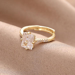 Bague en zircon pour femme, luxe léger, élégante, haut de gamme, super brillante, ouverture réglable, simple, tendance, célébrité d'Internet - Product Image 6