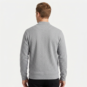 Men's Gray <b>Fleece</b> Bomber <b>Jacket</b> Stand Collar Zipper Front Pockets Casual Autumn Wear Bomber <b>Jacket</b> - Product Image 2