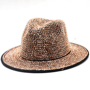 Chapeaux Fedora pour femmes à la mode feutre brillant Performance strass Jazz <span class=keywords><strong>chapeau</strong></span> <span class=keywords><strong>Borsalino</strong></span> Panama <span class=keywords><strong>chapeau</strong></span> Trilby pour les fêtes en plein air - Product Image 6