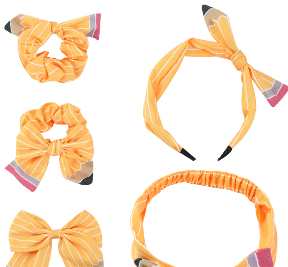 Cross-Border Cute Baby Headband with Yellow Pencil Bow Hairpin New Back-to-School Season Hair Accessories for Children