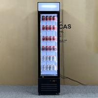 Vitrine réfrigérée verticale pour boissons avec porte vitrée fine, écran LED et refroidisseur d'air