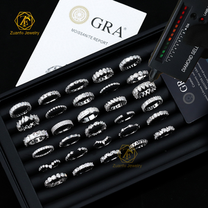 خاتم زفاف مخصص من الفضة الإسترلينية عيار 925 مع حجر موسانيت بقطع كمثري أو بيضاوي أو زمردي أو مشع للنساء - Product Image 4