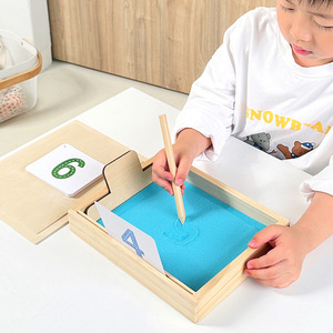 Giocattoli Sensoriali Montessori, <span class=keywords><strong>Tavolo</strong></span> da Sabbia in Legno per Bambini, Cassetta della Sabbia per Pratica di Scrittura e <span class=keywords><strong>Disegno</strong></span> - Product Image 4