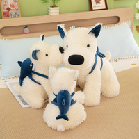 Boneka Plush West Highland Terrier Lucu dengan Tas Ransel Hiu Boneka Plush Peluche