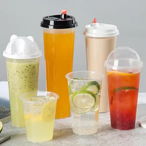 Bebida copo descartável personalizado para ir copos copo de plástico claro reciclável 8 9 10 12 16 20 24 32 oz pet copos com logotipo