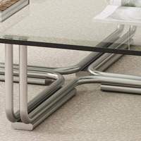 Table basse de style nordique de luxe, base en acier inoxydable, plateau en verre, carrée, pour salon, meubles français