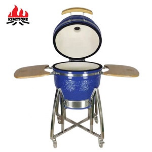 KIMSTONE Kamado 22 pouces L Barbecue en céramique bleu, machine industrielle à charbon de bois, <span class=keywords><strong>mini</strong></span>-grill à poulet, barbecue, fumoir - Product Image 4