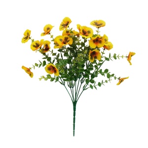 Bouquet di Fiori Artificiali in Plastica a 7 Rami, Serie Colori Primaverili Pansy, Tricolore, Stampa 3D/Serigrafica per Decorazione Casa - Product Image 5