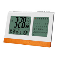 Jam Alarm Desktop kotak logam pintar, tampilan besar Digital kalender suhu fitur luar ruangan ruang tamu penggunaan kantor dapur