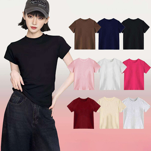 En gros 220gsm Slim Fit Crop Top personnalisé impression numérique plaine femmes <span class=keywords><strong>T</strong></span>-<span class=keywords><strong>shirt</strong></span> court coton femmes <span class=keywords><strong>T</strong></span>-<span class=keywords><strong>shirt</strong></span> à manches courtes - Product Image 1