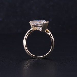 Moissanite <b>Ring</b> 10k Yellow Gold 7*10mm Pear Cut <b>Pinky</b> <b>Ring</b> Engagement <b>Rings</b> - Product Image 3