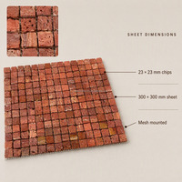 Mosaïque de marbre travertin roux émaillé 12x12 avec support en maille pour crédence de cuisine, salle de bain et décoration murale de villa