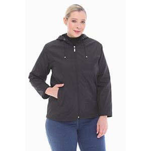 Chaqueta Impermeable con Capucha para Mujer, Marca Vetre, Color Negro, con Forro Polar, Tallas 42-56, 75 cm, Ropa Exterior con Forro de Felpa, Moda Modesta - Product Image 3