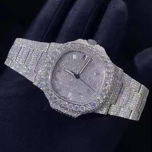 <span class=keywords><strong>Reloj</strong></span> de Lujo para <span class=keywords><strong>Hombre</strong></span> con <span class=keywords><strong>Diamantes</strong></span>, Acero Inoxidable, Azul Cielo, Analógico, Movimiento Mecánico NH35, Luminoso, Sumergible 100 Bar, Estilo Hip Hop - Product Image 5