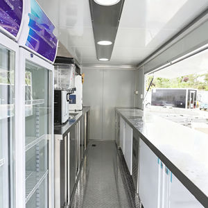 รถเข็นขายอาหารเคลื่อนที่สแตนเลสสั่งทำพิเศษ 4 ล้อ - รถเข็นขายอาหารเร็วแบบมีหน้าต่างคู่ สำหรับขายแฮมเบอร์เกอร์ ฮอทดอก และไอศกรีม - Product Image 5