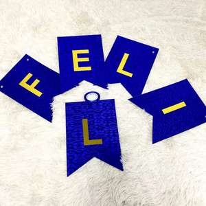 DECORACIONES DE FIESTA BARATAS BANDERINES PARA FELIZ CUMPLEANOS LETRA DORADO LASER - Product Image 1