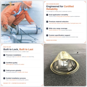 Système de liner <span class=keywords><strong>CIPP</strong></span> à ajustement rapide avec verrouillage instantané et joint d'expansion mécanique pour drainage sans tranchée et réparation de conduites d'eau potable - Product Image 5