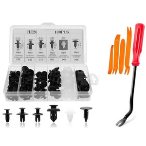 100 pièces de <span class=keywords><strong>clips</strong></span> de fixation automobiles mixtes, retenues à pousser pour carrosserie, rivets en <span class=keywords><strong>plastique</strong></span> à surface lisse, pour pare-chocs et garnitures de porte - Product Image 2
