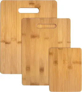 竹菜板套装3件木制厨房砧板用于食物准备砧板雕刻肉类水果蔬菜