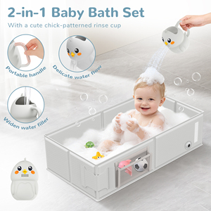 Vasca da Bagno Pieghevole per Neonati Certificata Senza BPA, Vasca Portatile Richiudibile per Neonati e Bambini Piccoli, Conforme EN 17022 - Product Image 2